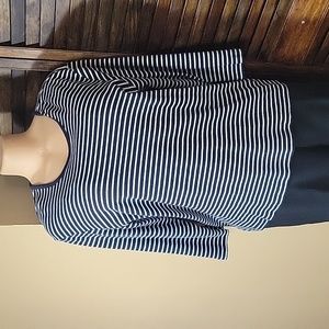 Women CB Casual Plus 1x Round neck Black & White Striped Top